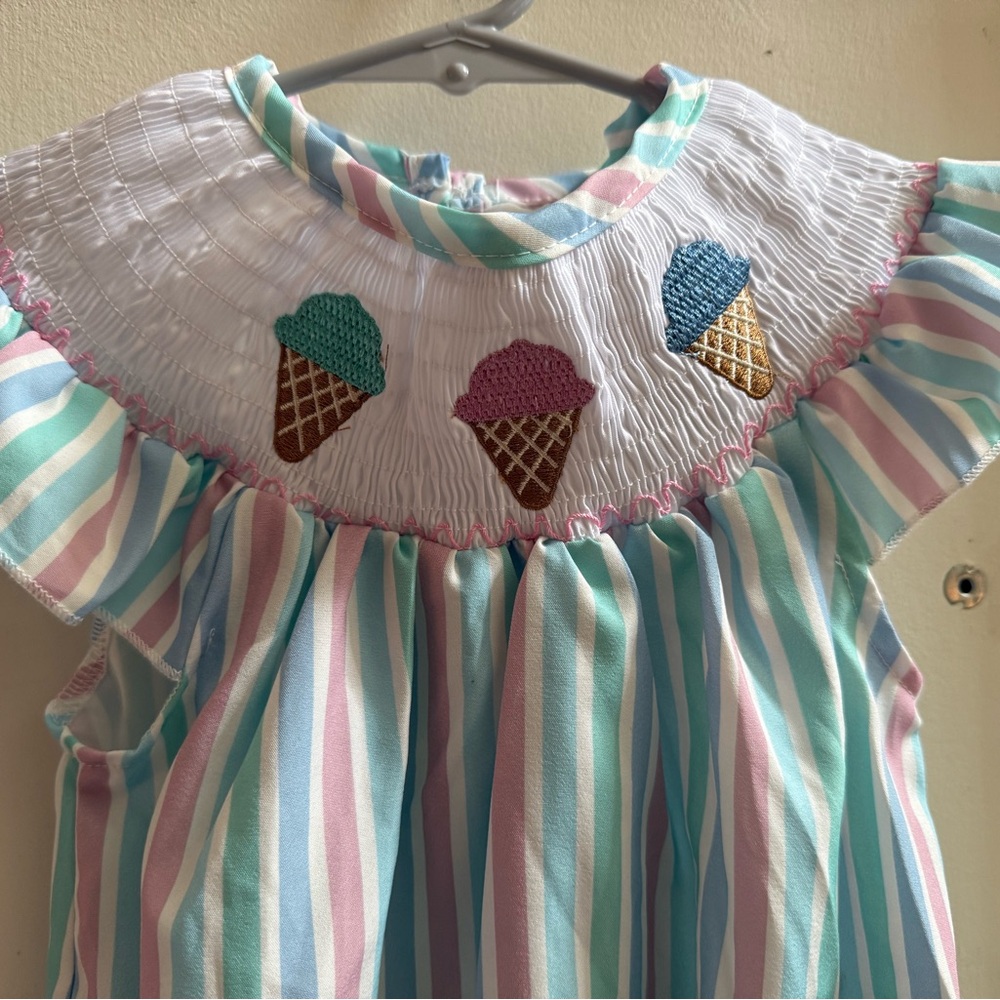 New Smocked Ice Cream Romper - Picture 5 of 7